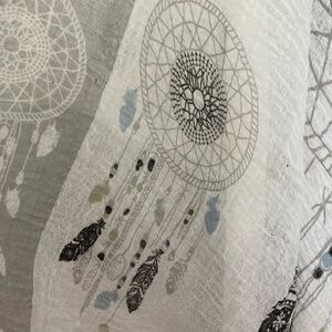 Dreamcatcher Scarf Large Viscose, Shawl, Grey, White, Blue, Black, Olive Green